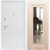 Входная белая дверь Италия с Зеркалом Беленый дуб 34316