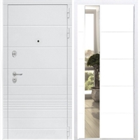 Входная белая дверь Италия с Зеркалом СБ -19 Белый силк сноу 34317