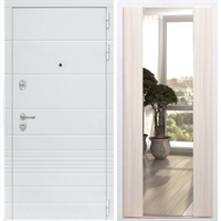 Входная белая дверь Италия с Зеркалом СБ -16 Беленый дуб 34341