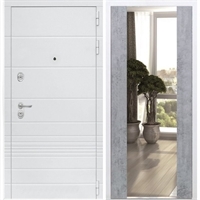 Входная белая дверь Италия с Зеркалом СБ -16 Бетон темный 34343