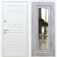 Входная белая дверь DALLAS ФЛ-120 с Зеркалом Бетон темный 32968