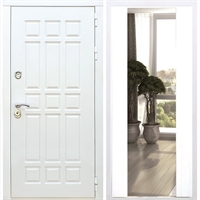 Входная белая дверь DALLAS с Зеркалом СБ -16 Белый силк сноу 32994