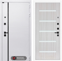 Входная белая дверь Лабиринт ROYAL 01 - Сандал белый, стекло белое 3918967