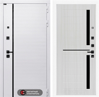 Входная белая дверь Лабиринт ROYAL 02 - Сандал белый, стекло черное 3918969