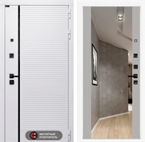 Входная белая дверь Лабиринт ROYAL с зеркалом Максимум - Грей софт 3918951