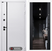 Входная белая дверь Лабиринт ROYAL с зеркалом Максимум - Черный кварц 38451