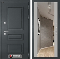 Входная металлическая дверь Лабиринт Атлантик с Зеркалом Максимум - Грей софт 40959