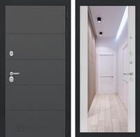 Входная металлическая дверь Лабиринт ART графит с Зеркалом Максимум - Сандал белый 2491437