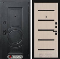 Входная металлическая дверь Лабиринт GRAND 01 - Беленый дуб, стекло черное 42245