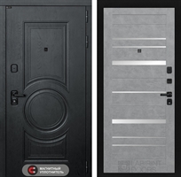 Входная металлическая дверь Лабиринт GRAND 20 - Бетон светлый, зеркальные вставки 42248