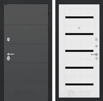 Входная металлическая дверь Лабиринт ART графит 01 - Белое дерево, стекло черное 42347