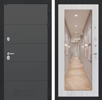 Входная металлическая дверь Лабиринт ART графит с Зеркалом 18 - Сандал белый 42349