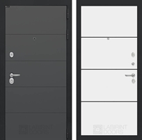 Входная металлическая дверь Лабиринт ART графит 25 - Белый софт, черный молдингИ 42352