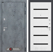 Входная металлическая дверь Лабиринт Бетон 01 - Белое дерево, стекло черное 42400