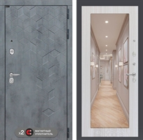 Входная металлическая дверь Лабиринт Бетон с зеркалом 18 - Сандал белый 42402