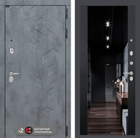 Входная металлическая дверь Лабиринт Бетон с тонированным зеркалом Максимум - Черный кварц 42403