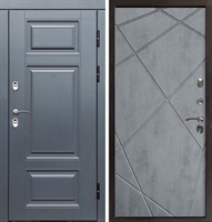 Входная металлическая дверь с терморазрывом Интерма Лучи Бетон темный 42647