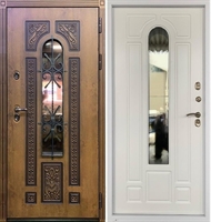 Входная металлическая дверь Терморазрывом с ковкой, стеклопакетом, Эмаль белая 41874