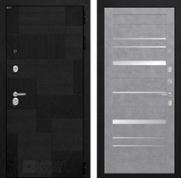 Входная металлическая дверь Лабиринт Pazl-Пазл 20 - Бетон светлый, зеркальные вставки 43442