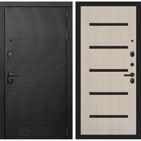 Входная металлическая дверь Лабиринт VOLCANO 01 - Беленый дуб, стекло черное 43594