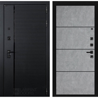 Входная металлическая дверь Лабиринт PIANO 25 - Бетон светлый, черный молдинг 44370
