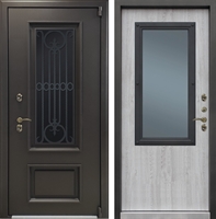 Входная металлическая дверь с терморазрывом Айсберг с ковкой, стеклопакетом Сосна белая 44494