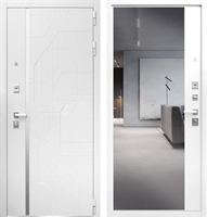 Входная металлическая дверь АСД Эверест с Зеркалом Белый матовый 41572