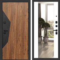 Входная металлическая дверь Авангард фл-252 с зеркалом Белый матовый 46815