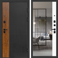 Входная дверь Престиж black с зеркалом фацет Белый софт 47403