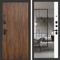 Входная дверь ТВИСТ с зеркалом фацет Белый софт 47471