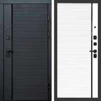 Входная металлическая дверь Феррони фл-248 Белый матовый, черная вставка 47724