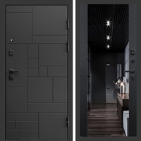 Входная дверь Квадро фл-252 с зеркалом Черный кварц 47876