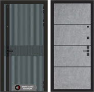 Входная металлическая дверь Лабиринт ISSIDA 25 - Бетон светлый, черный молдинг 48818