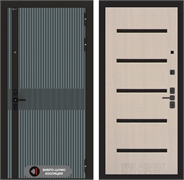 Входная металлическая дверь Лабиринт ISSIDA 01 - Беленый дуб, стекло черное 48799