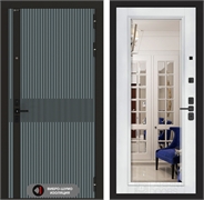 Входная металлическая дверь Лабиринт ISSIDA с Зеркалом Фацет - Белый софт 48777