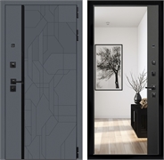 Входная дверь Интеко Верона Черный кварц - с зеркалом панорама 48933