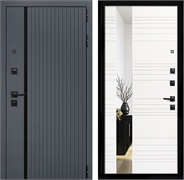 Входная дверь Интеко Агат Графит Сити Белый мат - с зеркалом 48979