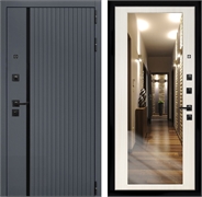 Входная дверь Интеко Агат Графит Сандал белый - с зеркалом 48983