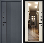 Входная дверь Интеко Агат Графит сб-16 Сандал белый - с зеркалом 48987