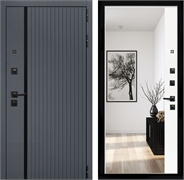 Входная дверь Интеко Агат Графит Белый мат - с зеркалом панорама 48988