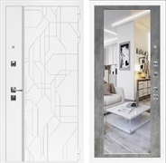 Входная дверь Интеко Верона Белый мат Бетон светлый - с зеркалом 49044