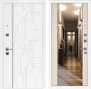 Входная дверь Интеко Верона Белый мат сб-16 Сандал белый - с зеркалом 49050