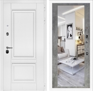 Входная дверь Интеко Афина Белая Бетон светлый - с зеркалом 49093