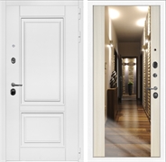 Входная дверь Интеко Афина Белая сб-16 Сандал белый - с зеркалом 49099