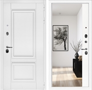 Входная дверь Интеко Афина Белая - с зеркалом панорама 49100