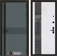 Входная дверь Лабиринт ISSIDA 32 – Зеркало тонированное – Белый рельеф софт 49110