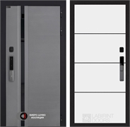 Входная дверь Пиано Смарт 2.0 панель 25 - Белый софт, черный молдинг 55452