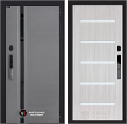 Входная дверь Пиано Смарт 2.0 панель 01 - Сандал белый, стекло белое 55458