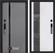 Входная дверь Пиано Смарт 2.0 с зеркалом (тонированным) 32 - Белый рельеф софт 55468