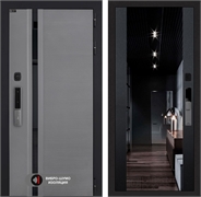 Входная дверь Пиано Смарт 2.0 с зеркалом (тонированное) Максимум - Черный кварц 55470